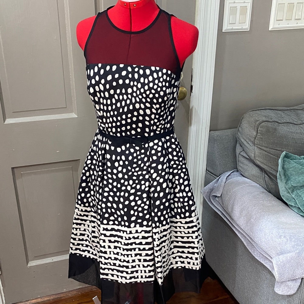 Taylor Black and White Polka Dot Midi Dress